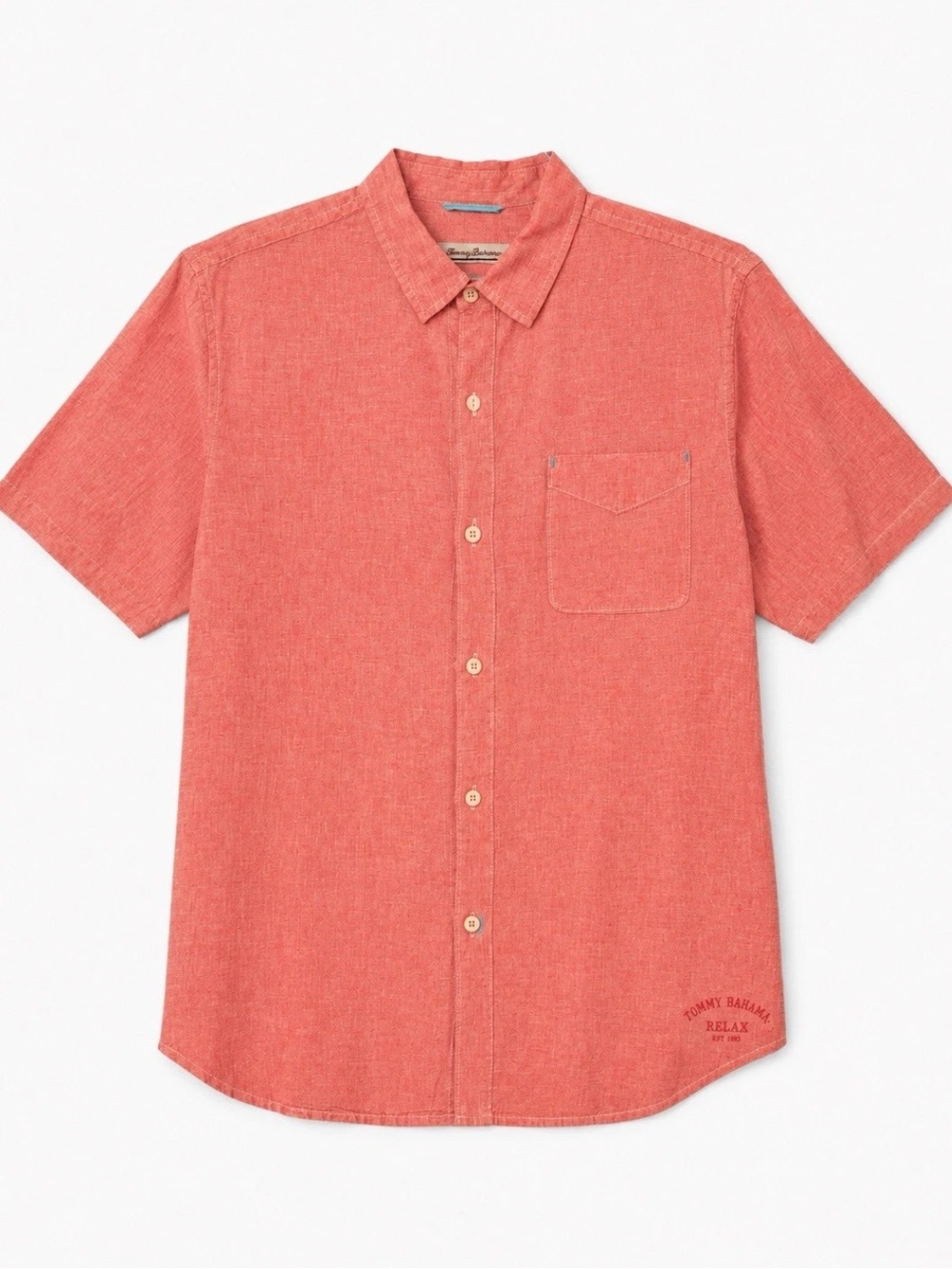 Tommy Bahama Short-Sleeve Coral Button-Down Shirt